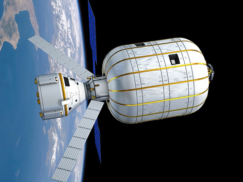 Vizualizace lodi Starliner pĹ™ipojenĂ© k modulu BA 330. Zdroj: http://spaceflightnow.com/