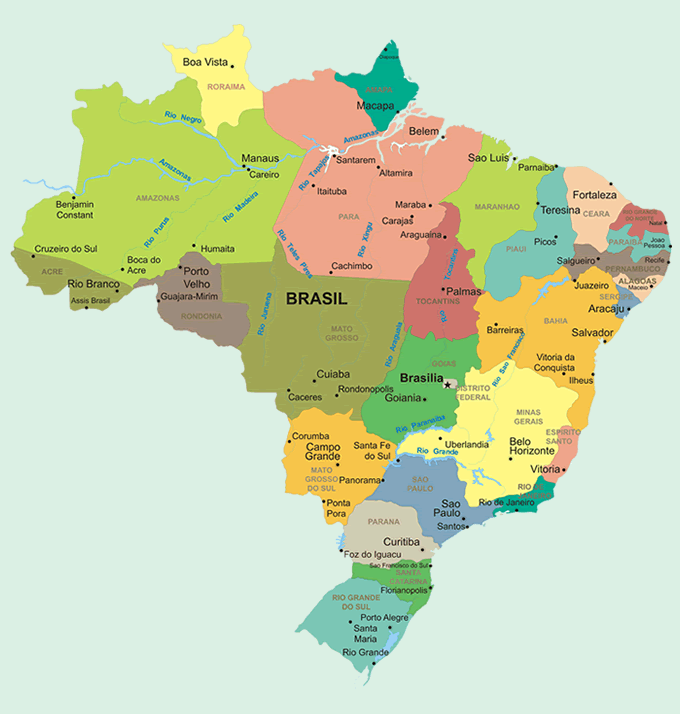 Stát Acre v západní Brazílii, na jih od státu Amazonas. Kredit: Software, Inc.