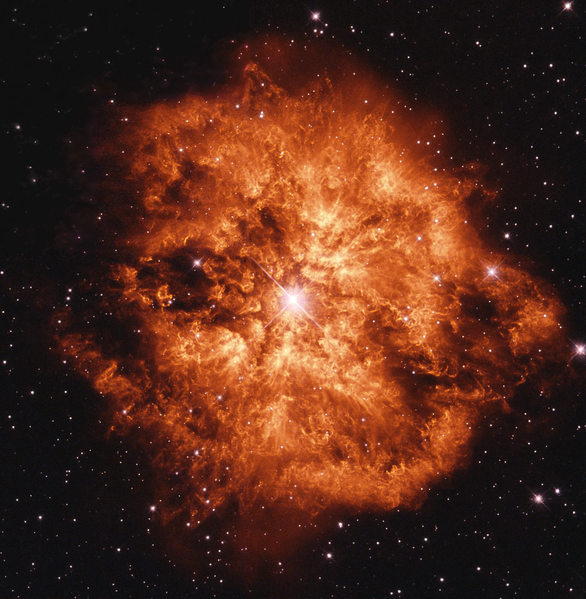 Wolf-Rayetova hvězda WR 124 je jako malý Velký třesk dnešního vesmíru. Kredit: Judy Schmidt.