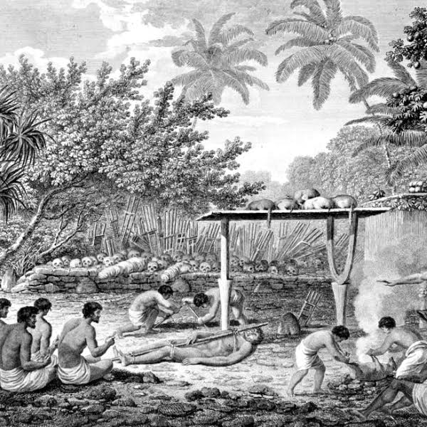 LidskĂˇ obÄ›ĹĄ na Tahiti. Kredit: volnÄ› dostupnĂ© (cca 1773)
