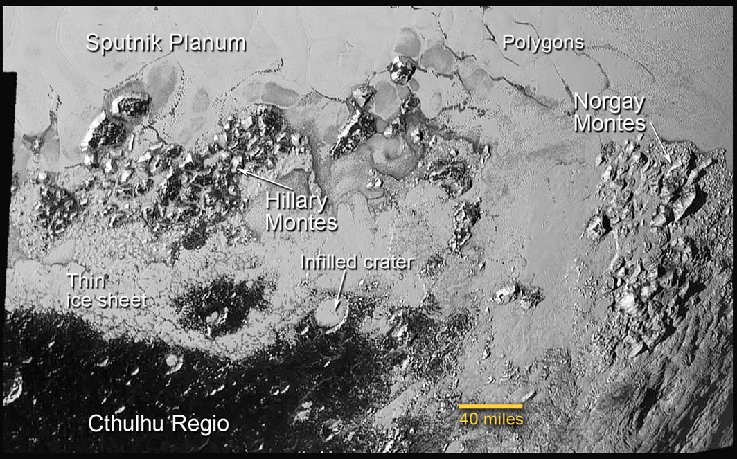 JiĹľnĂ­ ÄŤĂˇst oblasti Sputnik Planum.   Zdroj: http://www.nasa.gov/