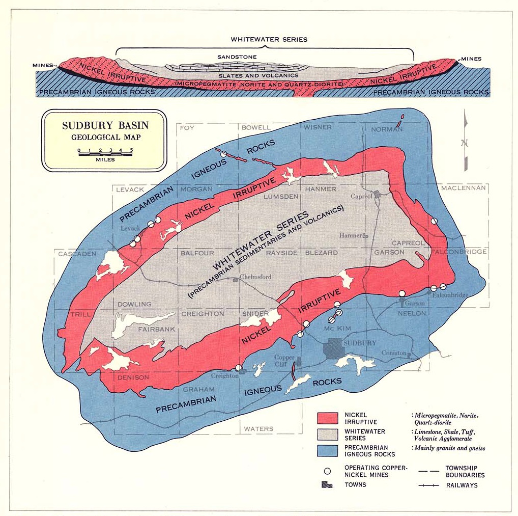 Geologie Sudbury. Kredit: Natural Resources Canada.