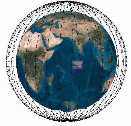 Takto má vypadat pokrytí Země družicemi konstelace OneWeb. Zdroj: https://www.researchgate.net/