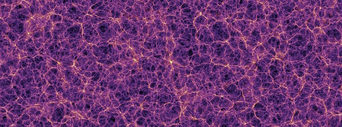 Struktura vesmíru na velké škále. Každý světlý bod představuje galaxii či kupu galaxií. Zdroj: Northwestern unic. https://faculty.wcas.northwestern.edu/