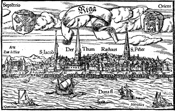 Riga, Cosmographia, vydání 1575. Wikimedia Commons.