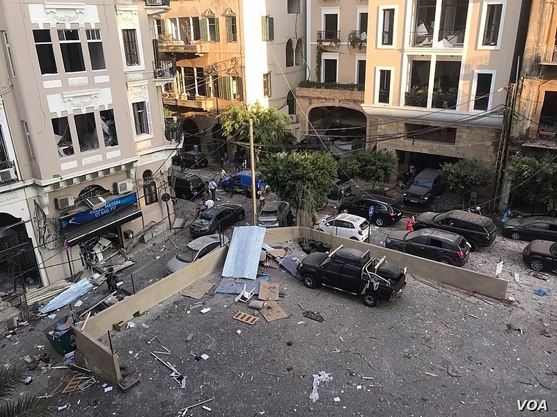 Následky exploze v Bejrútu. Anchal Vohra / Wikimedia Commons.