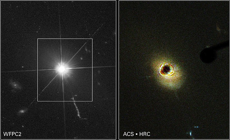 Kvasar 3C 723 na snímku Hubbleova teleskopu. Kredit: NASA/ESA/Wikimedia Commons.