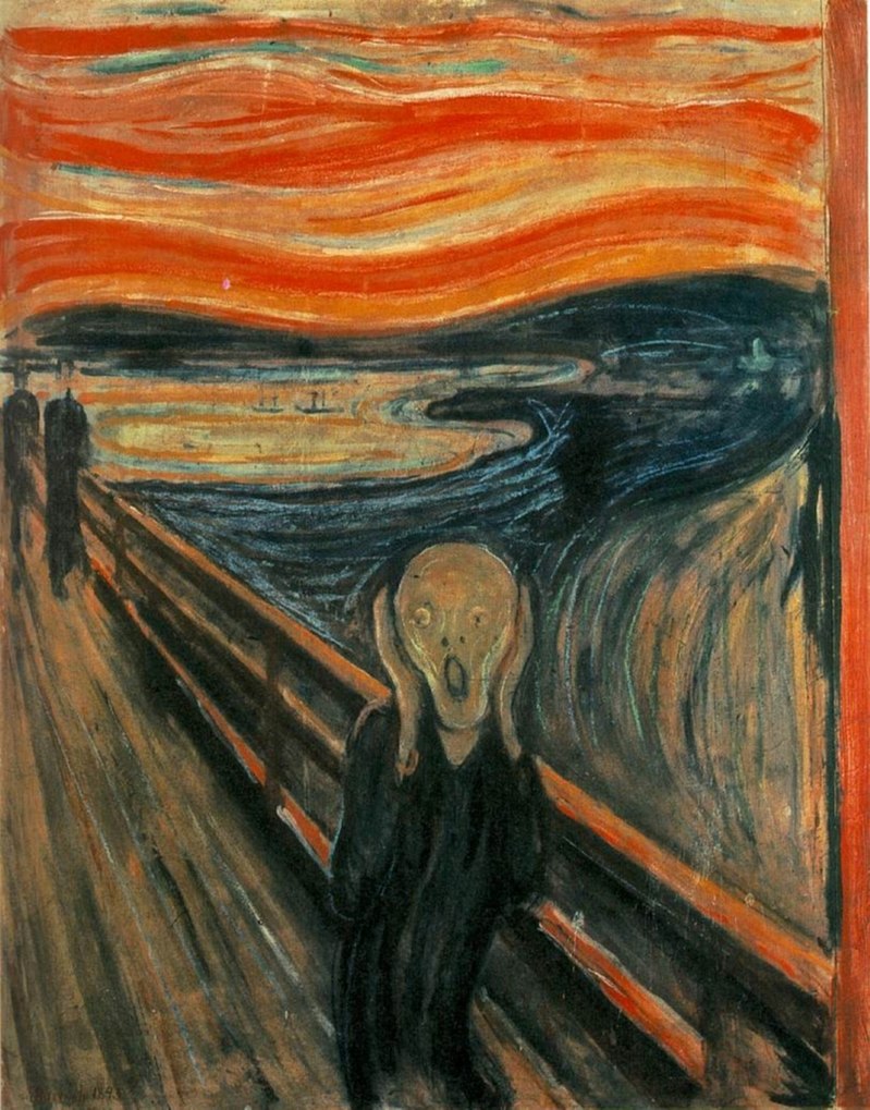 Výkřik. Nejvýznamnější dílo norského malíře Edvarda Muncha. Kredit: WebMuseum, volné dílo.