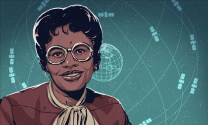 Gladys West na pozadí se svým největším úspěchem, satelitní navigací GPS. Zdroj: https://cdn.sparkfun.com/