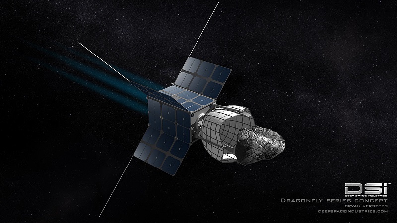 Sonda typu VĂˇĹľka (Dragonfly) pro zachycenĂ­ malĂ©ho asteroidu.  Zdroj: deepspaceindustries.com