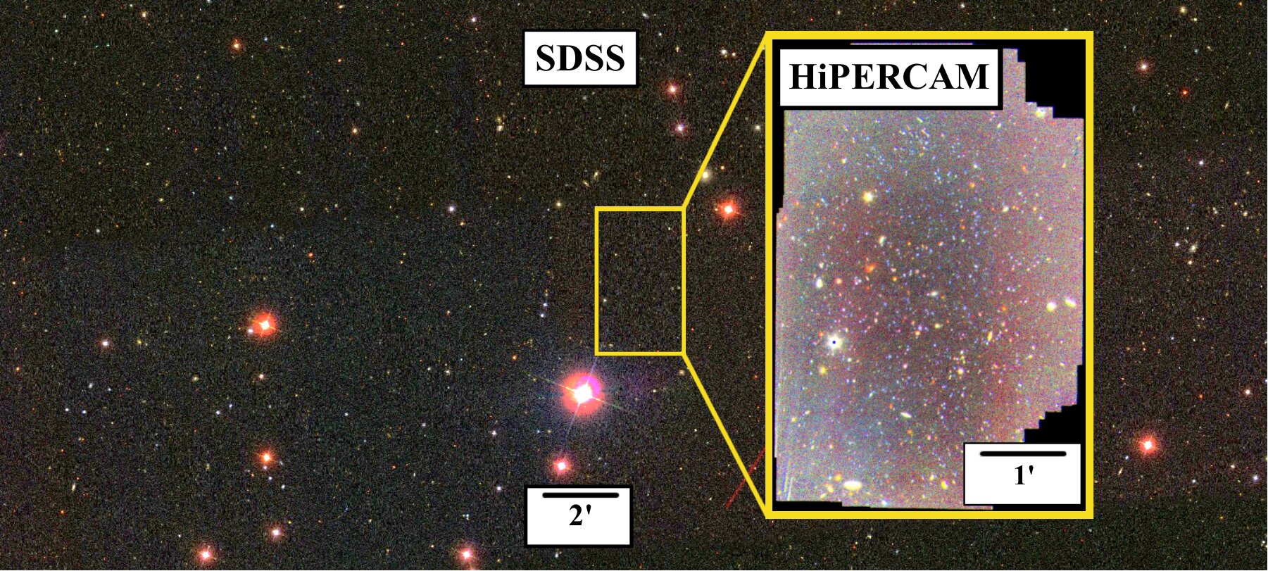 Oblak beze hvězd Cloud-9. Hvězdy na snímku do oblaku nepatří. Kredit: Trujillo et al. (2026), arXiv.