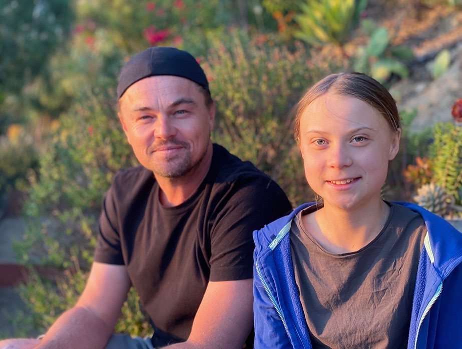 Bojovnice proti klimatické změně  Greta Thunbergová má řadu slavných fanoušků. Na instagramu zveřejnila foto s oskarovým idolem stříbrného plátna, Leonardem DiCaprio. Kredit: Instagram.
