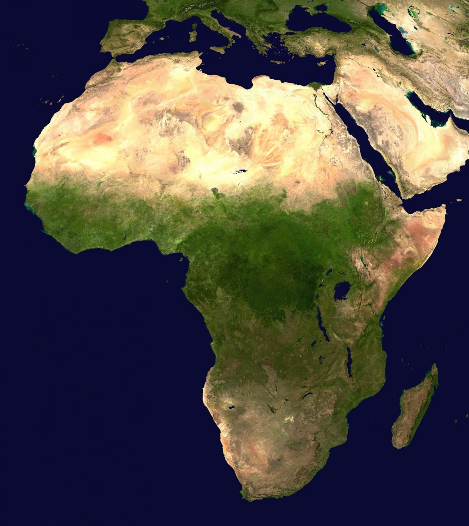 Afrika z pohledu satelitu.Â Kredit: Public Domain