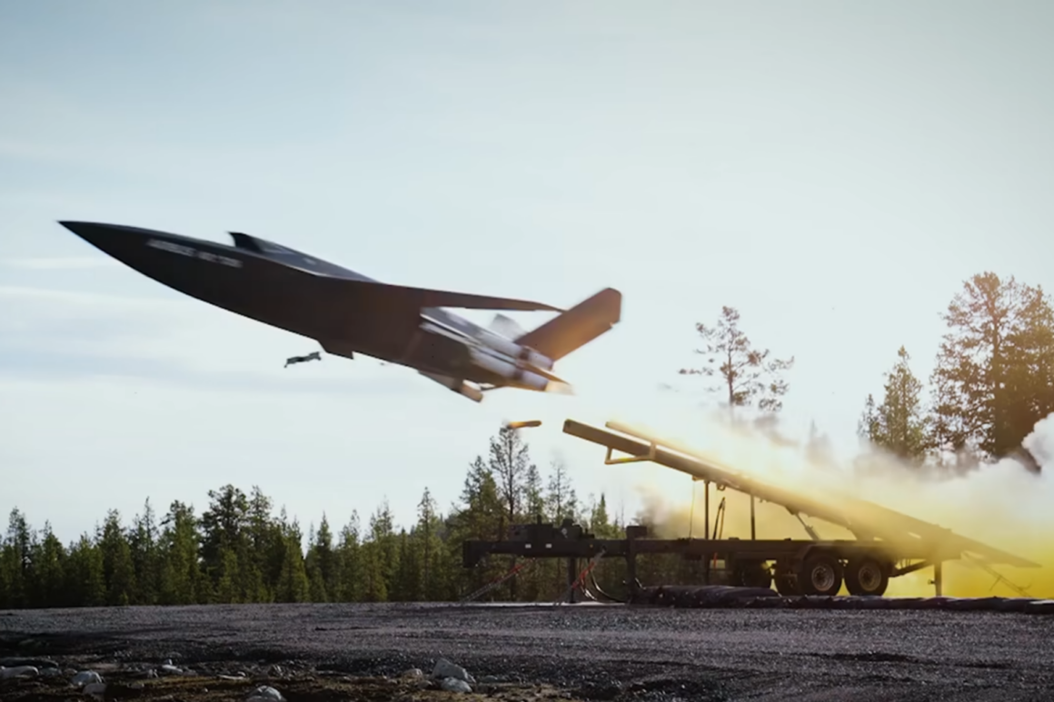 Valkyrie a odpalovací kolejnice. Kredit: Airbus.