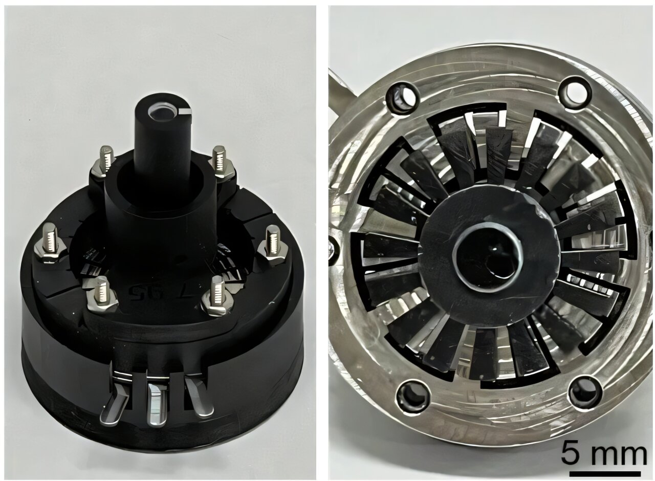 Plastový motor na elektrostatické síle. Kredit: Suzushi Nishimura.