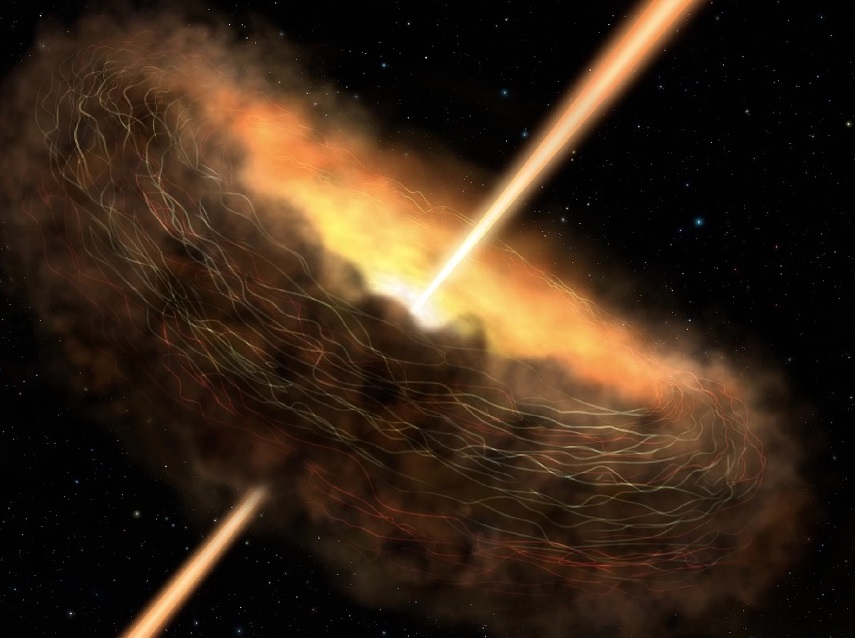 Galaktický motor se supermasivní černou dírou. Kredit: NASA/SOFIA/Lynette Cook.