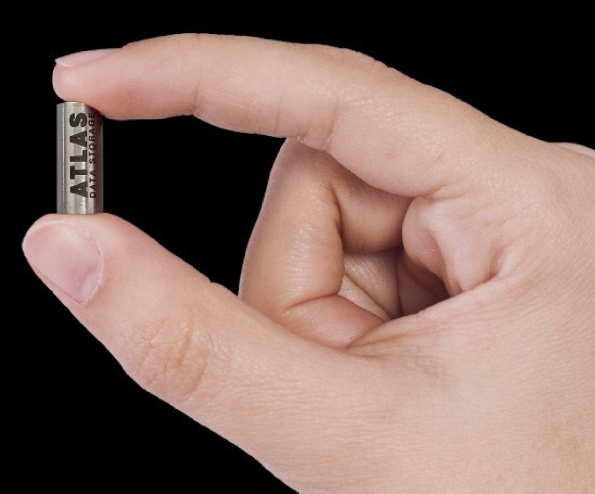 Kapsule pro ukládání data v syntetické DNA. Kredit:Atlas Data Storage.