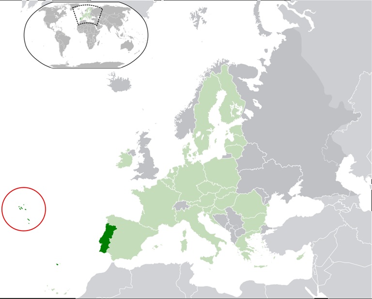Azory - autonomní oblast Portugalska. Souostroví tvoří devět sopečných ostrovů a řada malých ostrůvků.  Autor: Tyk, Wikipedia, CC BY-SA 3.0