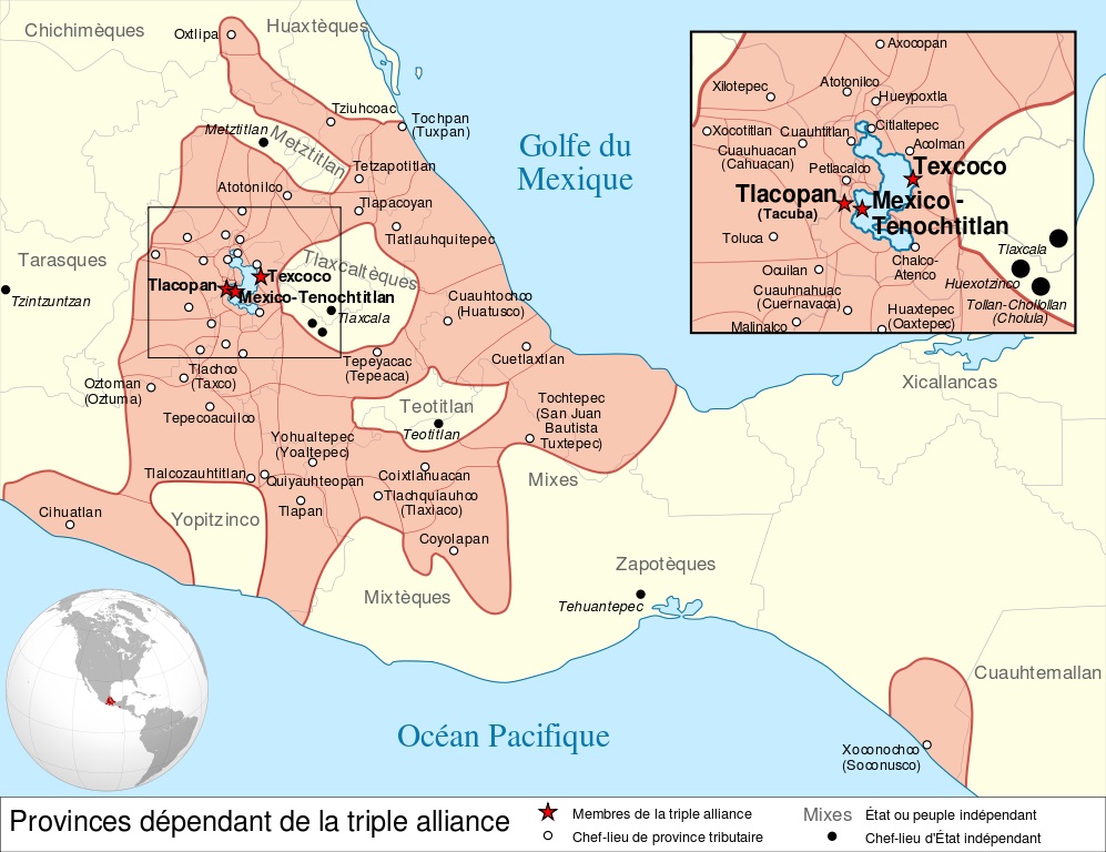Aztécká říše v roce 1517. Kredit: Yavidaxiu / Wikimedia Commons.