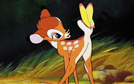 Bambi - nejznĂˇmÄ›jĹˇĂ­ ze vĹˇech jelencĹŻ. V pohĂˇdce odÂ Walta Disneye mu zvĂ˝raznili vĹˇechny typickĂ© znaky a stal se dobrĂ˝m vodĂ­tkem pĹ™i jejich rozpoznĂˇvĂˇnĂ­ v pĹ™Ă­rodÄ›, napĹ™Ă­klad od jelenĹŻ. Proto ani nevadĂ­, Ĺľe v romĂˇnovĂ© pĹ™edloz