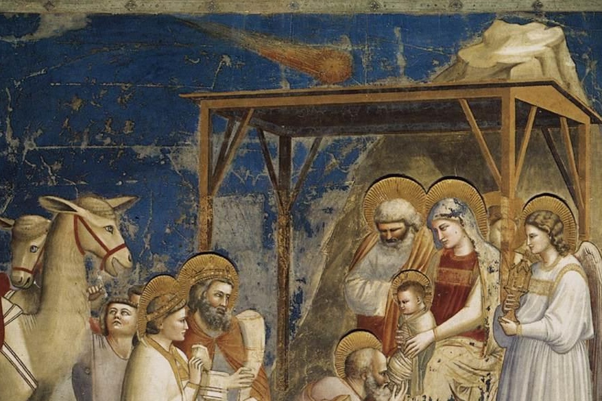 Giotto, detail komety. Kredit: Web Gallery of Art, Wikimedia Commons.