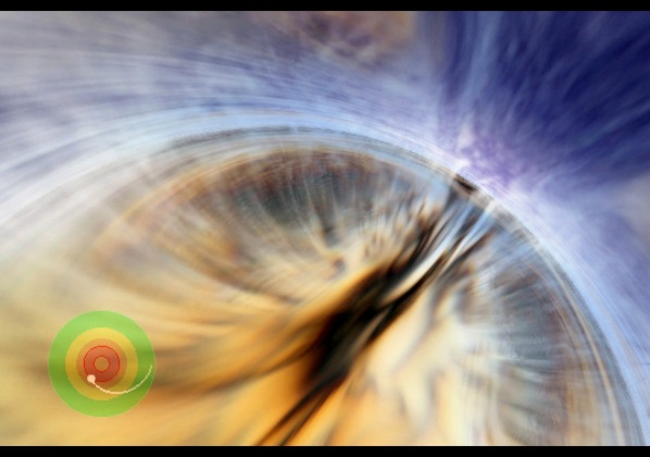 Průchod vnitřním Cauchyho horizontem masivní černé díry. Kredit: ilustrace: Andrew Hamilton / modelování na superpočítači: John Hawley.
