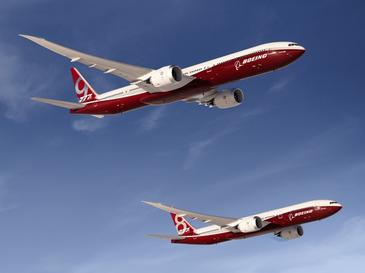 Boeingy 777-8 a 777-9 v počítačové grafice. Kredit: Boeing.