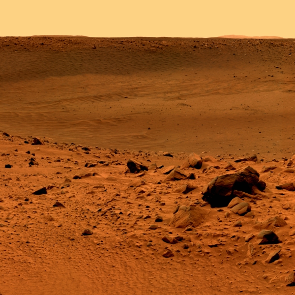Povrch Marsu. Moc živě to tam nevypadá. Kredit: NASA.
