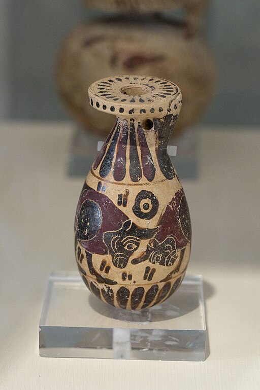 Korintské alabastron, 630-620 před n. l. Archeologické muzeum na Paru, místnost B. Kredit: Zde, Wikimedia Commons. Licence CC 4.0.