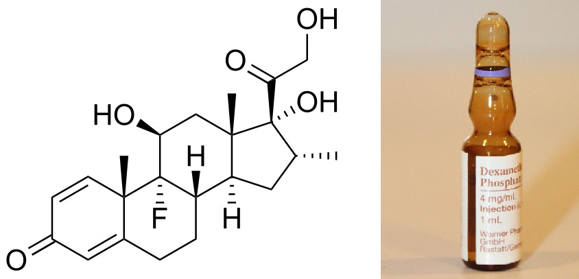 Dexametazon (DMX). SyntetickĂ˝ steroidnĂ­ hormon (kortikosteroid) odvozenĂ˝ od pĹ™irozenĂ˝ch hormonĹŻ vytvĂˇĹ™enĂ˝ch v kĹŻĹ™e nadledvin. Z leukosomĹŻ udÄ›lĂˇ zvlĂˇĹˇtÄ› ĂşÄŤinnĂ©ho pomocnĂ­ka umravĹ?ujĂ­cĂ­ho zĂˇnÄ›t, kterĂ˝ se vymkl kontrole a Ĺˇkod