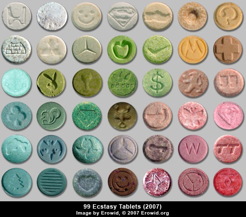 Tablety prodĂˇvanĂ© jako extĂˇze, rok 2007. Kredit: Erowid.org