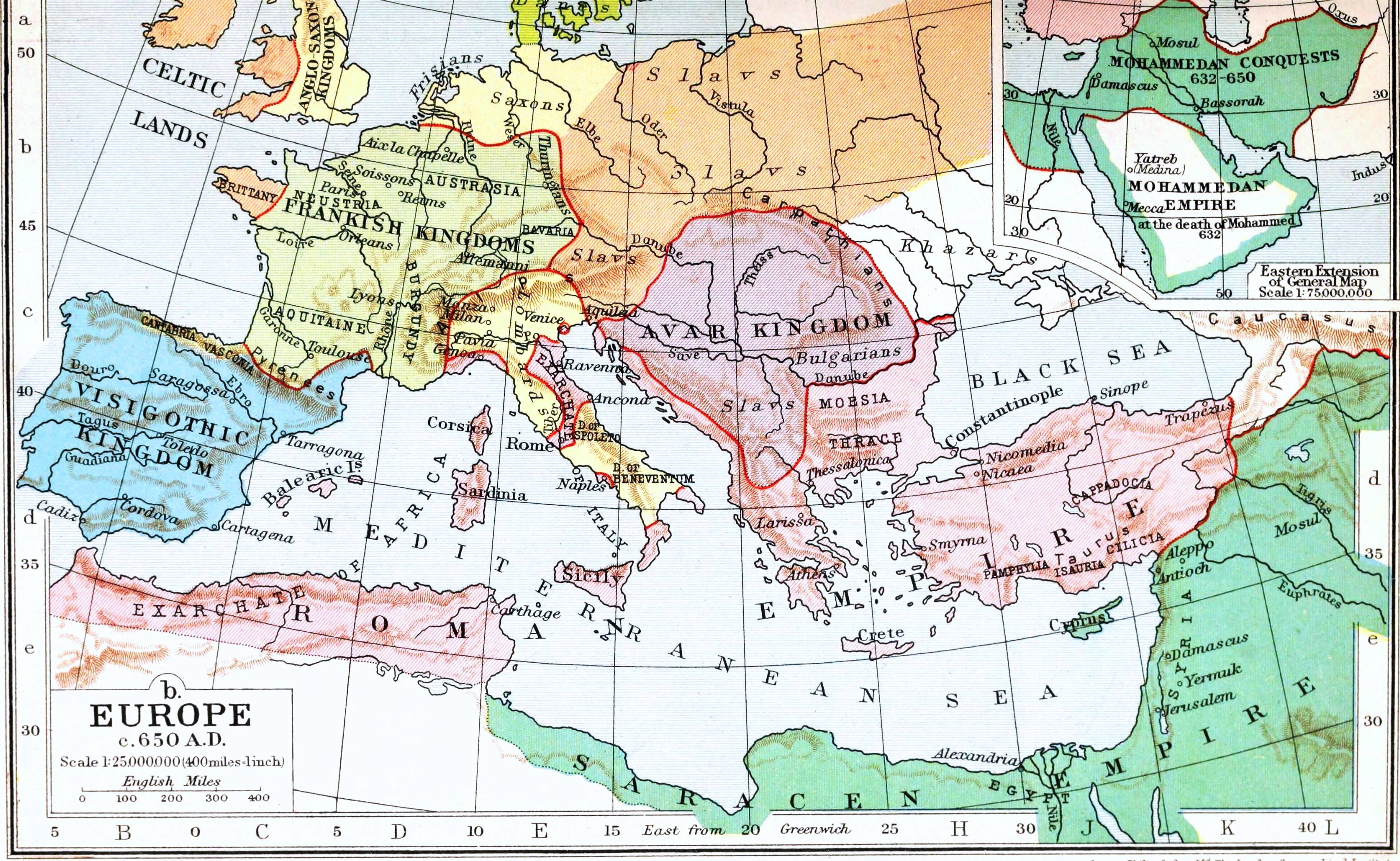 Avarská sídelní oblast od 7. do 9. století, mapa vychází z práce E. Garama a W. Holzla Kredit: Fakirbakir, Wikipedia (odvozené volné dílo).