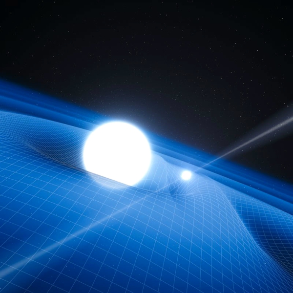 Pulsar sÂ extrĂ©mnĂ­m spoleÄŤnĂ­kem. Kredit: NASA/Caltech