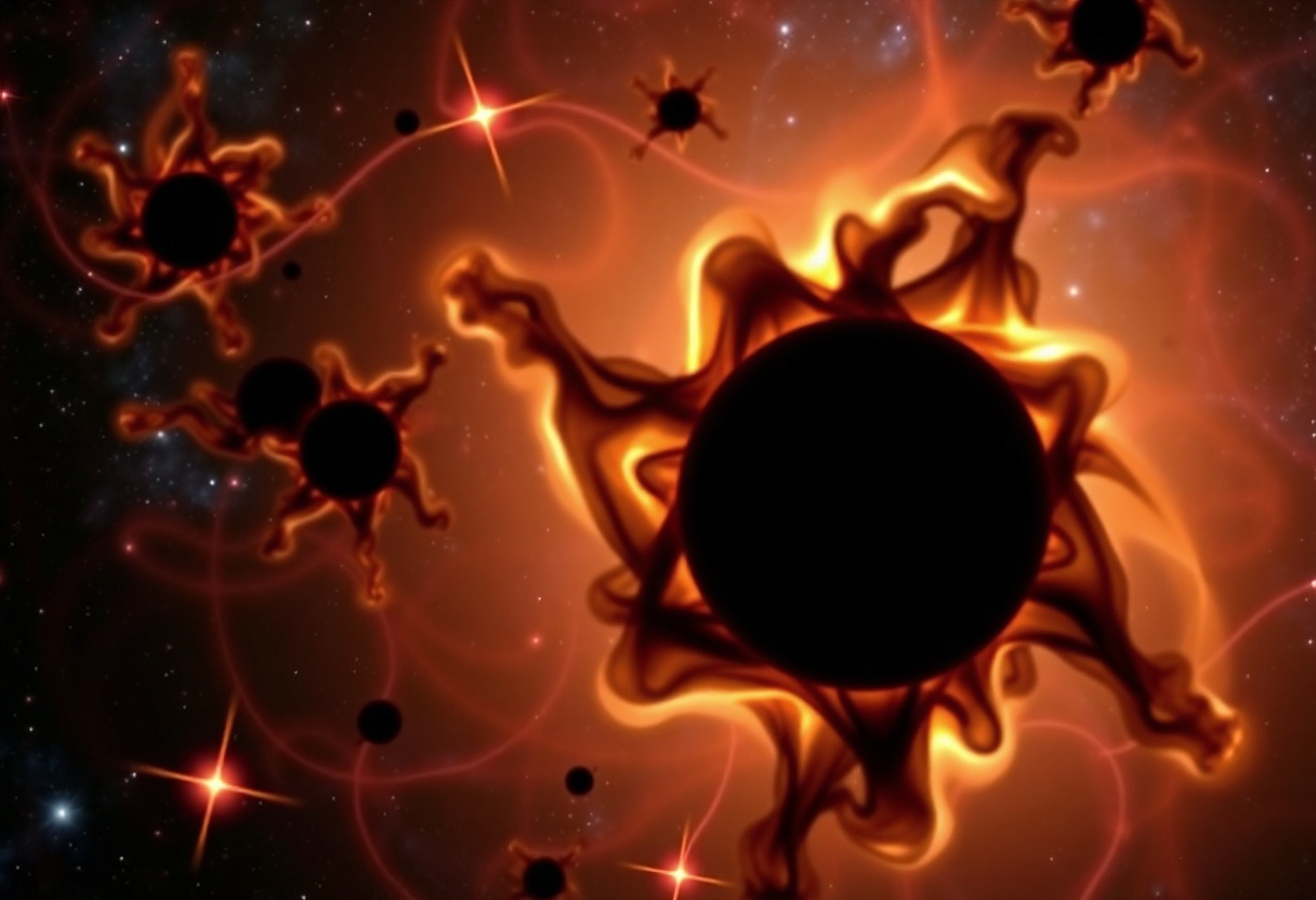 Bosonové hvězdy. Kredit: SM Zoner AI.