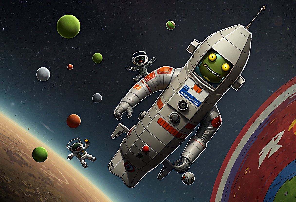Ilustrace Kerbal Space Program. Kredit: SM na Zoner AI.