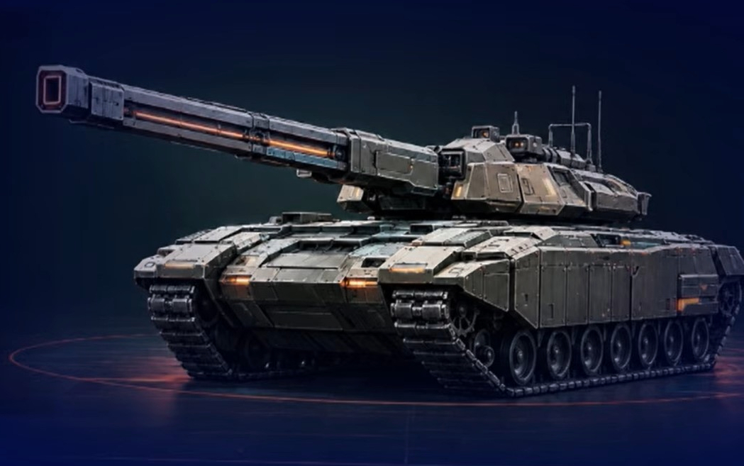 Čínský tank s railgunem 2. generace (ilustrace). Kredit: Firstpost/Youtube.