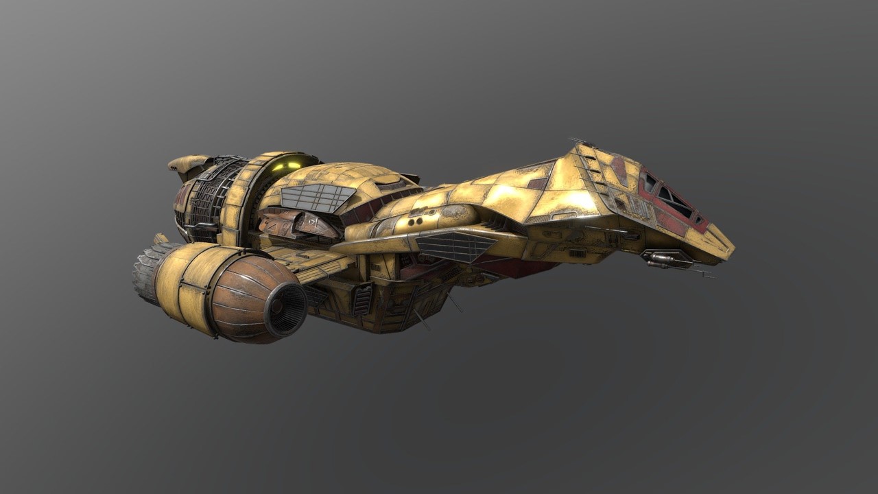 Kosmická loď Serenity (fanart). Kredit: mohamedhussien / Sketchfab.