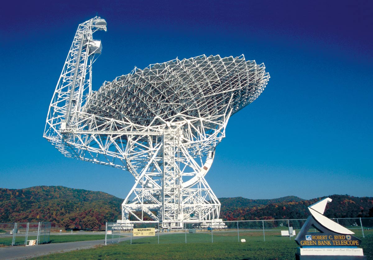 Radioteleskop Green Bank. Kredit: NRAO / AUI / NSF.