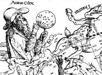 Arátos, novověká ilustrace Jevů na nebi. Kredit: Tomisti, Wikimedia Commons. Public domain.
