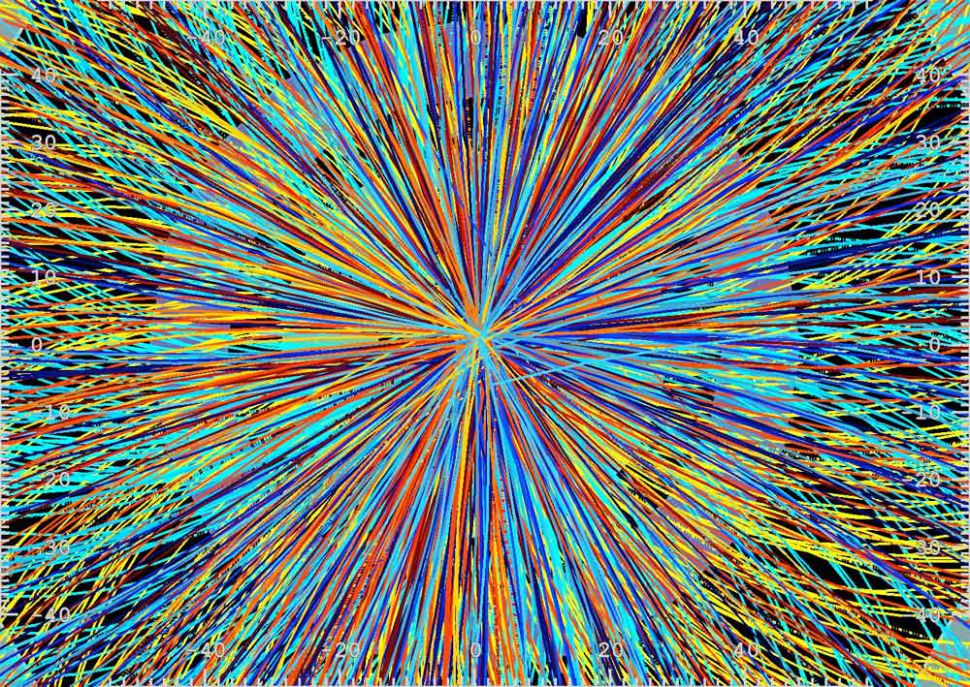 Uhrančivé srážky na částic na LHC. Kredit: CERN.