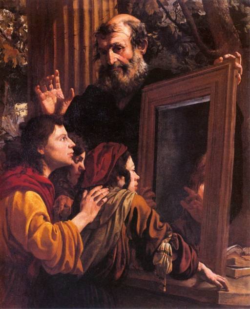 Sókratés nastavuje mladíkům zrcadlo. Kredit: Pier Francesco Mola via Museo Civico di Belle Arti, Lugano, Wikimedia Commons .
