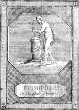 Nehistorická podoba Epimenida u květinového oltáře. Kredit: NNDB via Tomisti, Wikimedia Commons.