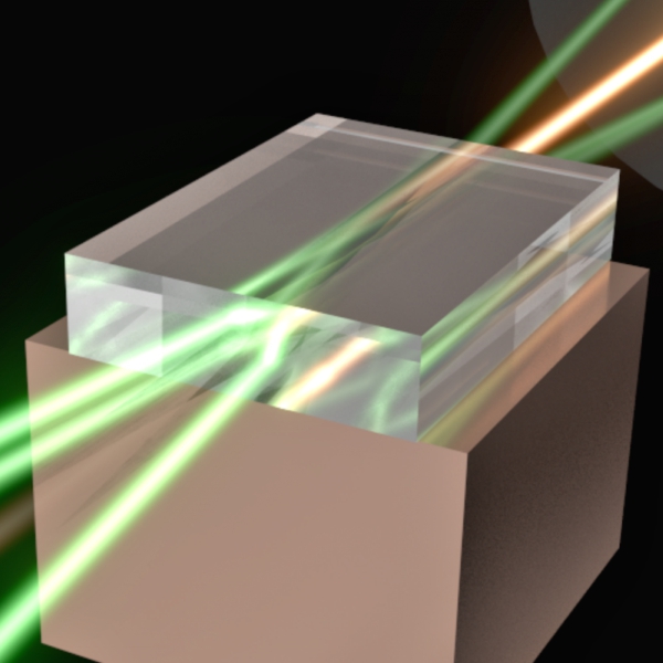 Skládání laserových paprsků v diamantu. Kredit: Macquarie University.