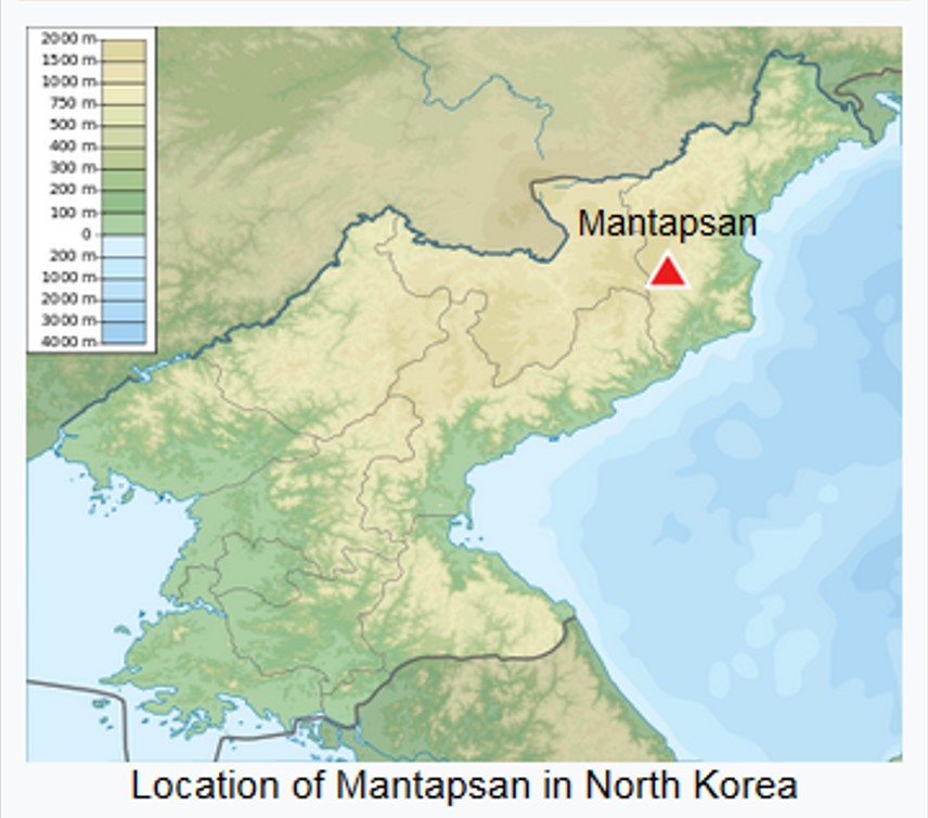 Hora Mantapsan v Severní Koreji. Kredit: Urutseg / Wikimedia Commons.