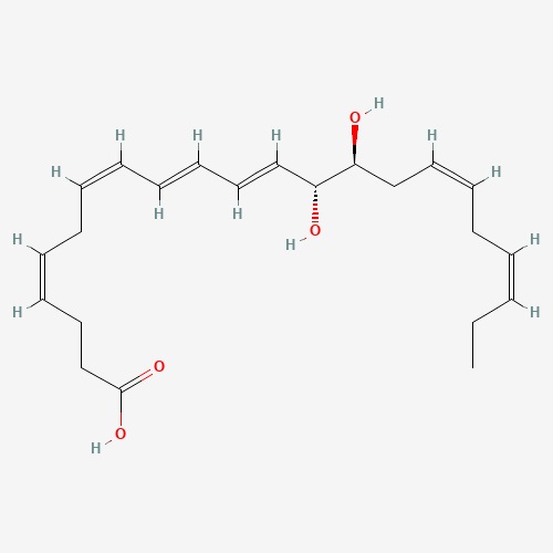 Kyselina dokosahexaenová (DHA) je jedna z omega-3 mastných kyselin. Je primární strukturální složkou lidského mozku, mozkové kůry, kůže a sítnice. Makrofágy ji proměňují na signální lipid maresin 2 (MaR2). Na obrázku je 2D struktura maresinu 2.  Kred