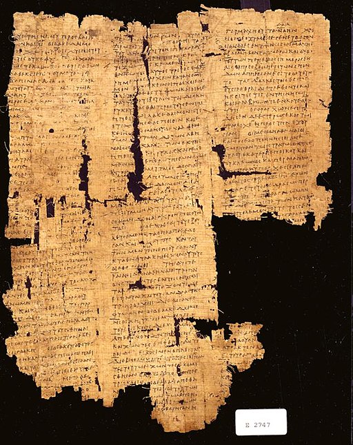 Papyrus z 1. století n. l. s opisem Thúkydidova díla. Kredit: University of Pennsylvania Museum, Wikimedia Commons.
