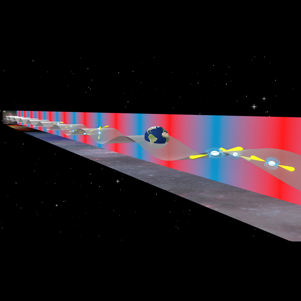 ZachytĂ­me Ĺˇepot nĂ­zkofrekvenÄŤnĂ­ch gravitaÄŤnĂ­ch vln. Kredit: B. Saxton (NRAO/AUI/NSF).