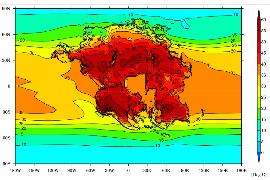 Peklo budoucího superkontinentu. Kredit: University of Bristol.