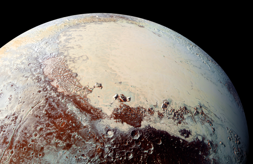 Fotografia trpasličej planéty Pluto, zhotovená sondou New Horizons. Kredit: NASA.