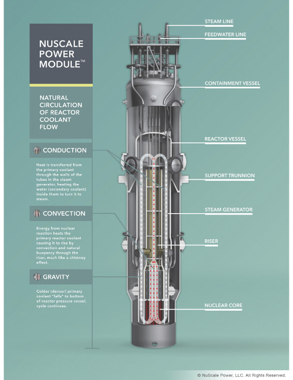 Modulární jaderný reaktor. Kredit: NuScale.